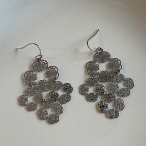 Delicate Silver Filigree Dangle Earrings - Floral Cascade